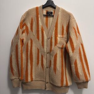Men’s Beige and Orange Sherpa Cardigan